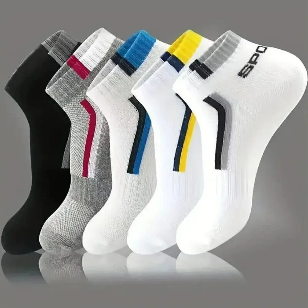 5 Pairs Graphic Socks Sport Breathable Low Cut Mixed Color One Size Unisex